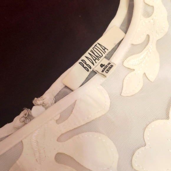 BB Dakota Sheer Floral Off-White Fit & Flare Summer Cocktail Tank Mini Dress - Picture 3 of 7